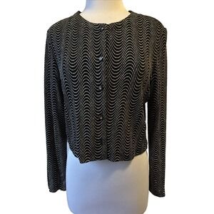 Vtg Y2K 90s Rainbow Glitter Crop Button Cardigan Shrug Women's 12 Glam Party